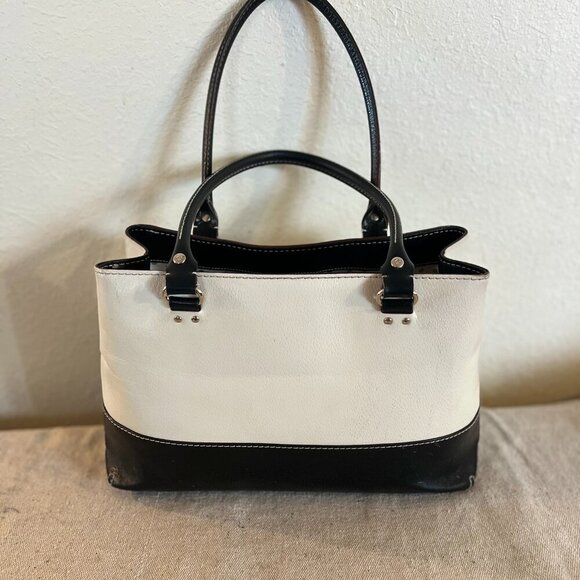 Kate Spade Black/Porcelain Leather Rachelle Berkeley Lane Satchel Tote Handbag - Picture 4 of 14